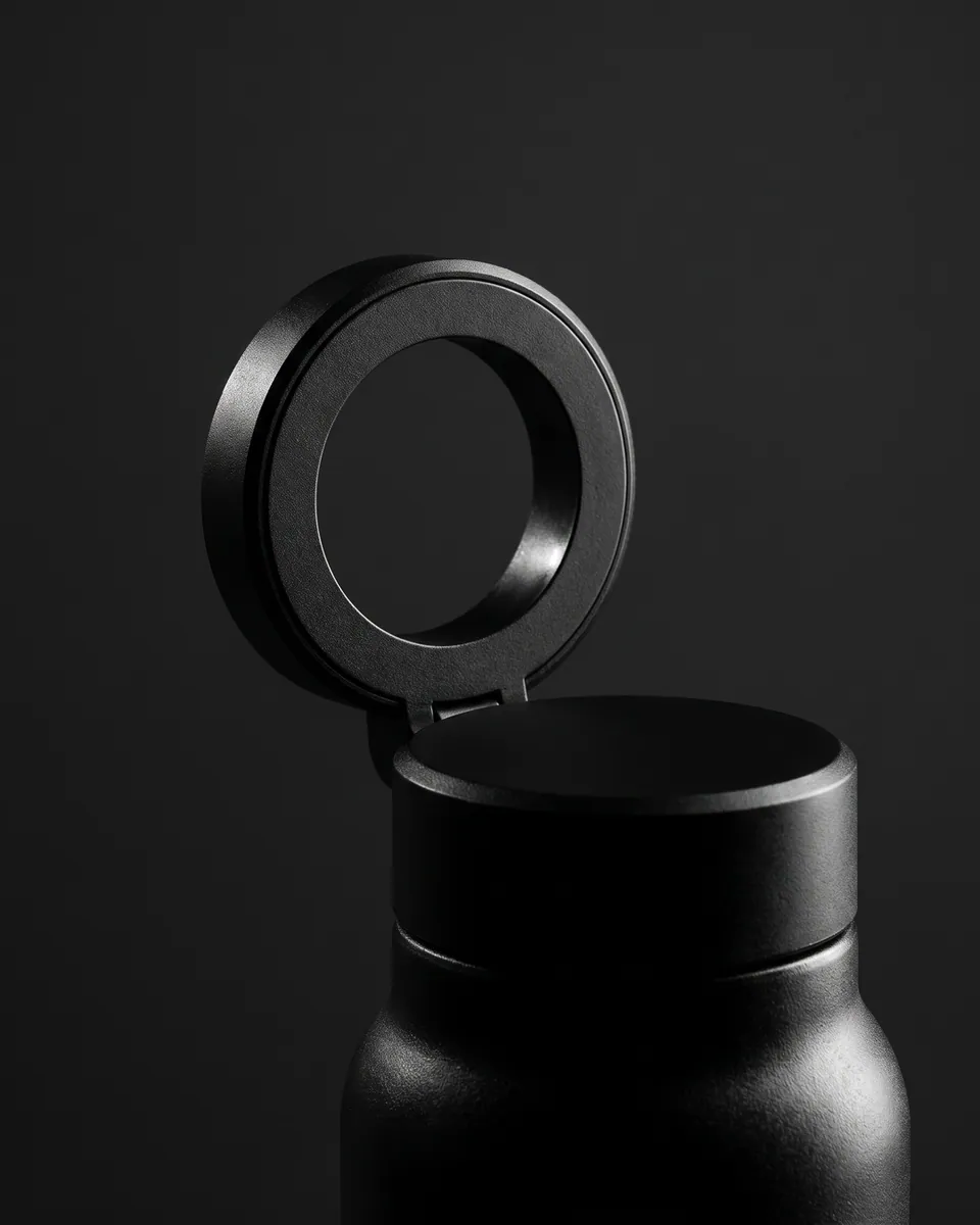 Close-up of the black lid and raised ring